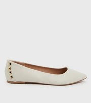 New Look Wide Fit Off White Pointed Stud Ballet Pumps